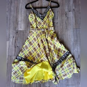 Anthropologie Yellow Plaid Midi Dress